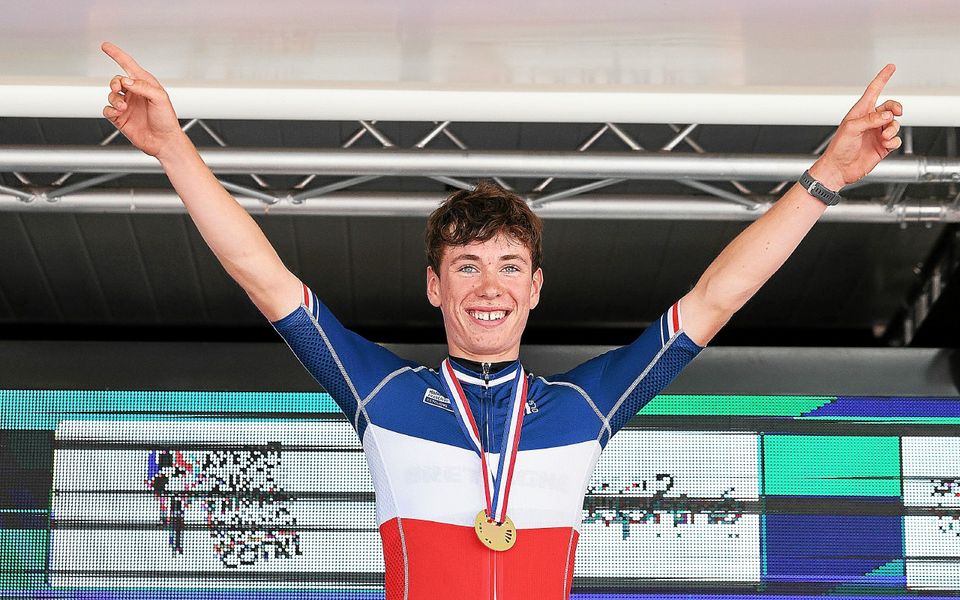 Enzo Conan ici lors de sa victoire aux championnats de France cadets sur route.