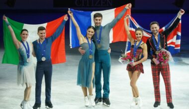 La Brestoise Charlène Guignard vice-championne d’Europe de danse sur glace avec son partenaire italien, les Français Cizeron et Fournier Beaudry en or