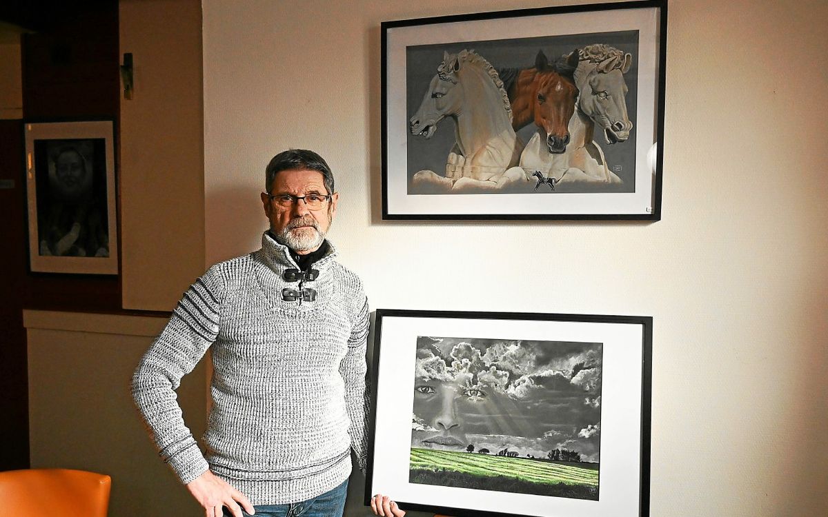 À Morlaix, Jean-François Trévien expose ses pastels au bar La Chope