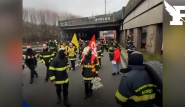 les images des sapeurs pompiers qui manifestent sur le périphérique pour dénoncer le manque d’effectifs