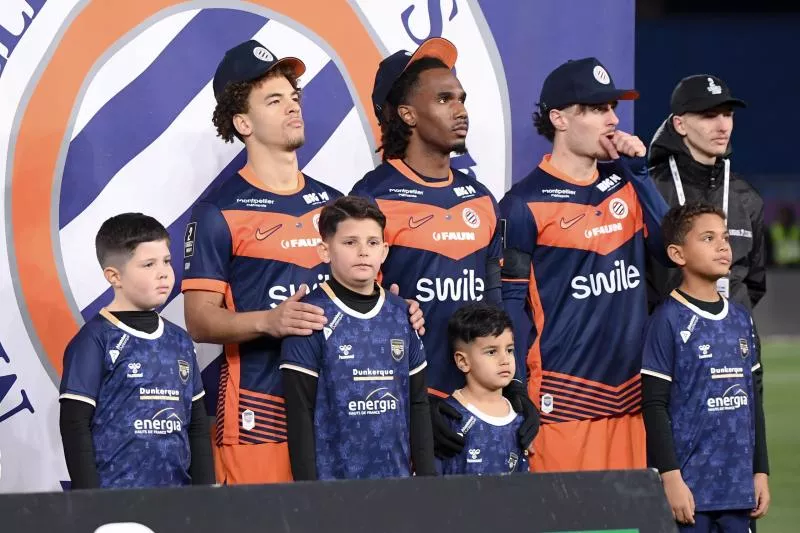 77 EVERSON JR (mhsc) - 29 Enzo TCHATO (mhsc) - 18 Nicolas PAYS (mhsc) - Jean-Louis GASSET during the Ligue 2 BKT match between Montpellier and Dunkerque at Stade de la Mosson on January 5, 2026 in Montpellier, France. (Photo by Philippe Lecoeur/FEP/Icon Sport)   - Photo by Icon Sport
