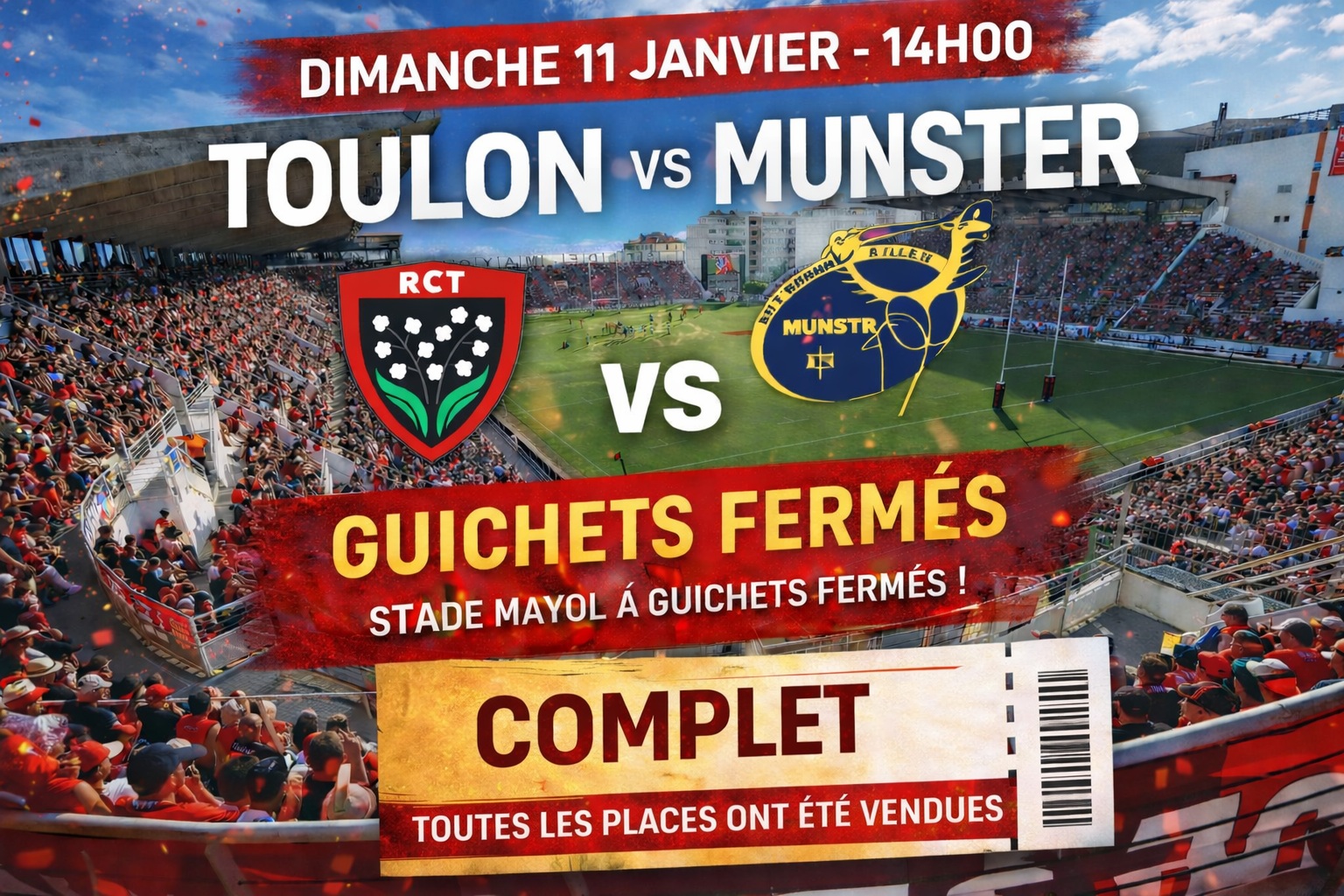 Toulon – Munster : Toutes les places ont été vendues !