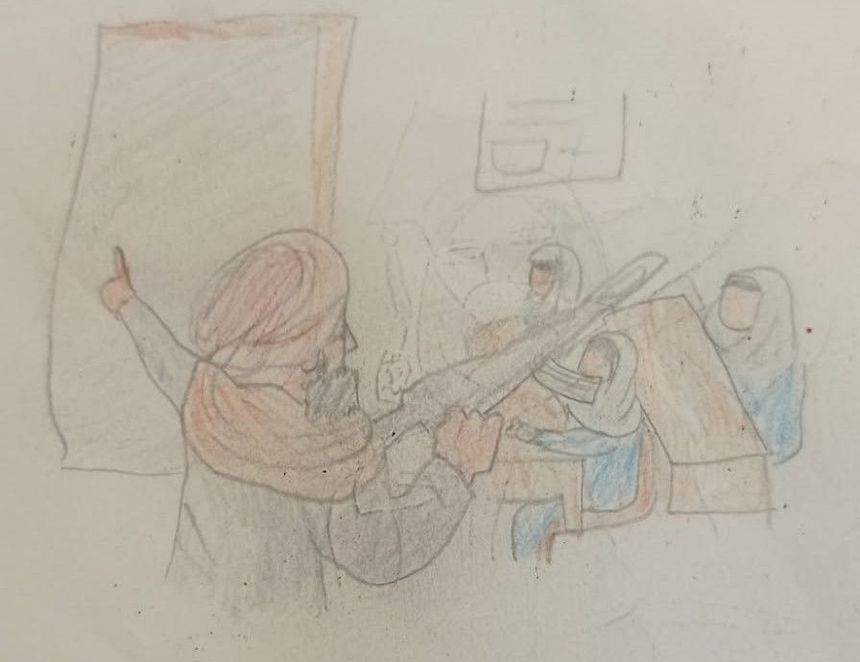A l'école avec les Taliban, le dessin de Dina