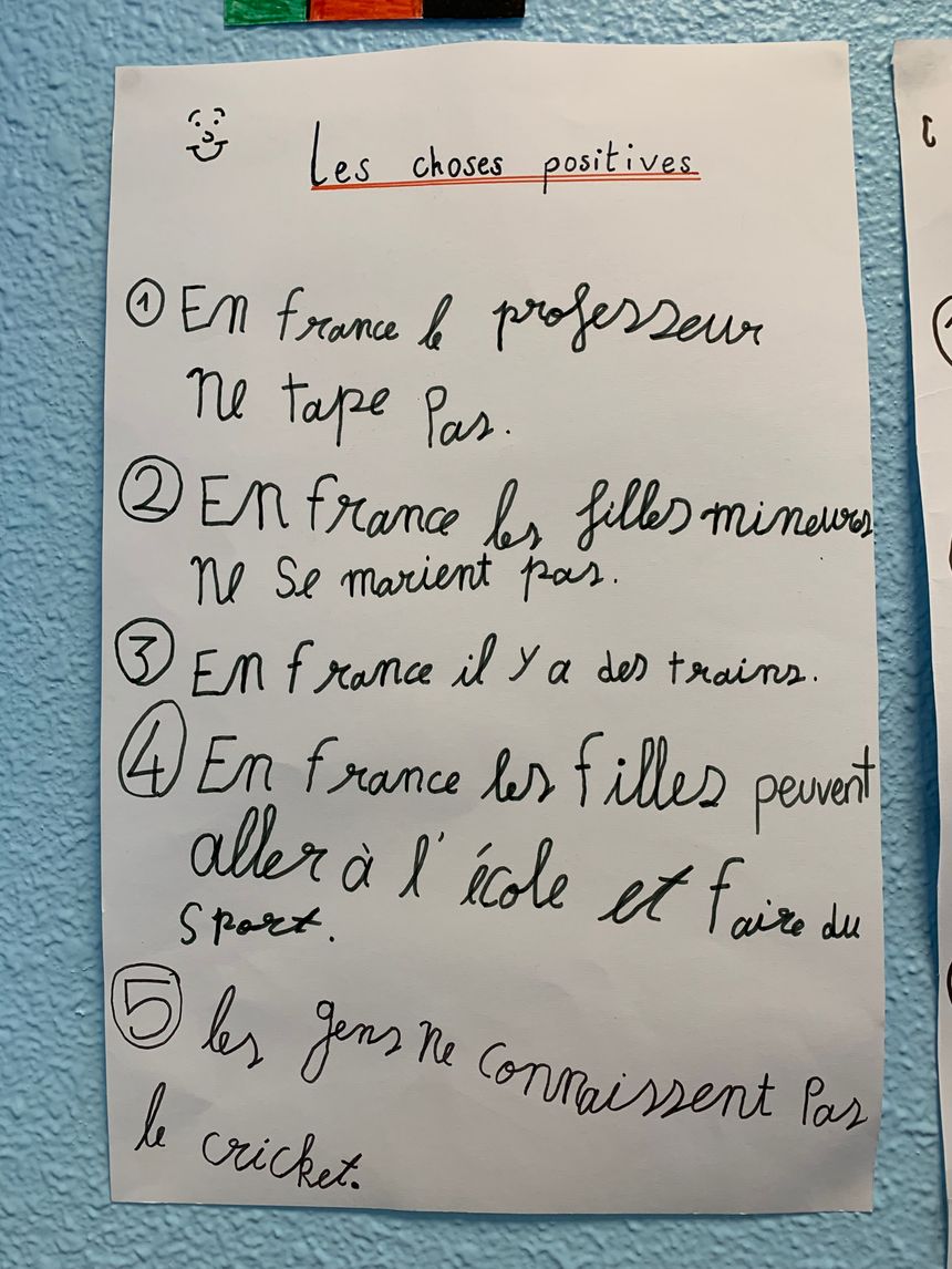 La liste des choses positives en France selon la classe de Monsieur Marchadour