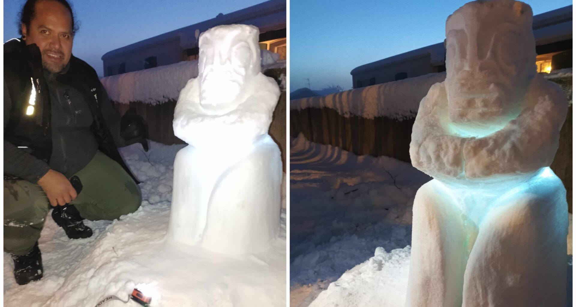 Un bonhomme de neige insolite signé Jean-Louis Tuohe (Crédit : Mata Fenua Tatoo).
