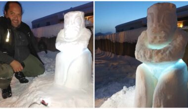 Un bonhomme de neige insolite signé Jean-Louis Tuohe (Crédit : Mata Fenua Tatoo).