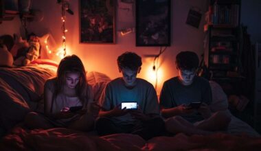 Adolescents absorbés par leurs téléphones