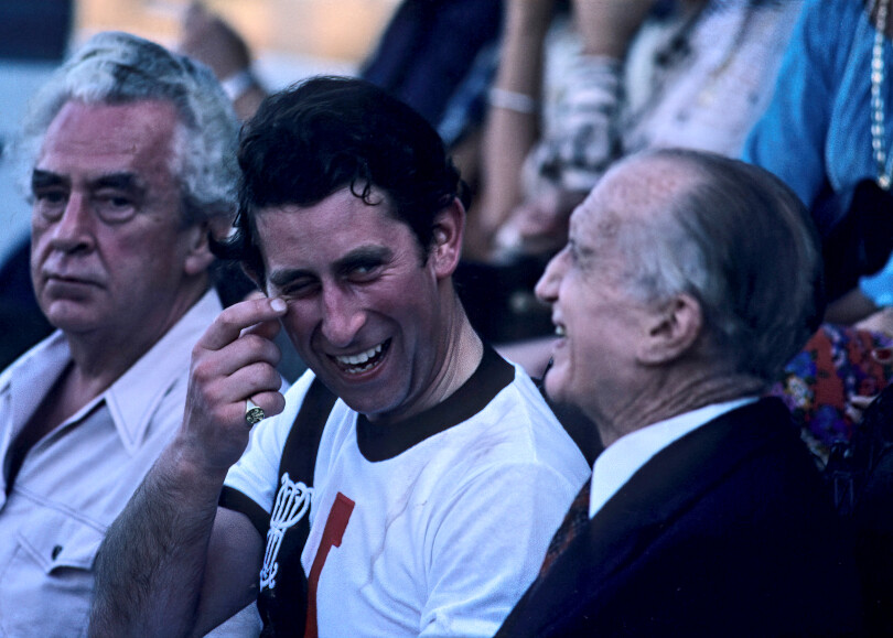 Le prince Charles et sa chevalière lors d'un match de polo, en 1978.