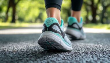 Gros plan de chaussures de sport frappant le trottoir