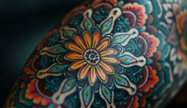 Gros plan de tatouage détaillé sur le bras