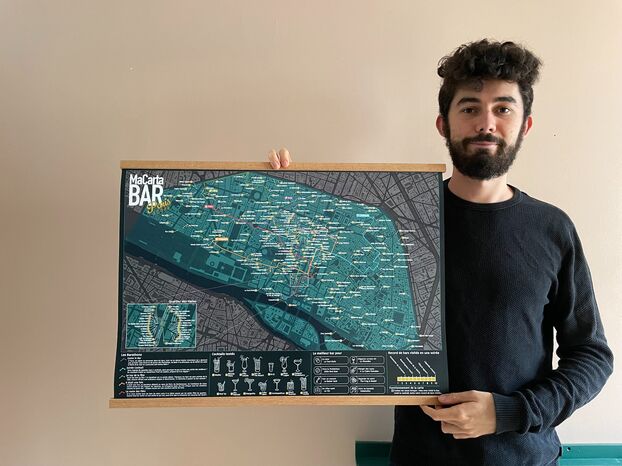 Ingénieur en informatique, Glenn Louarn s'est lancé dans la réalisation de cartes recensant tous les bars de plusieurs villes, dont Paris. DR