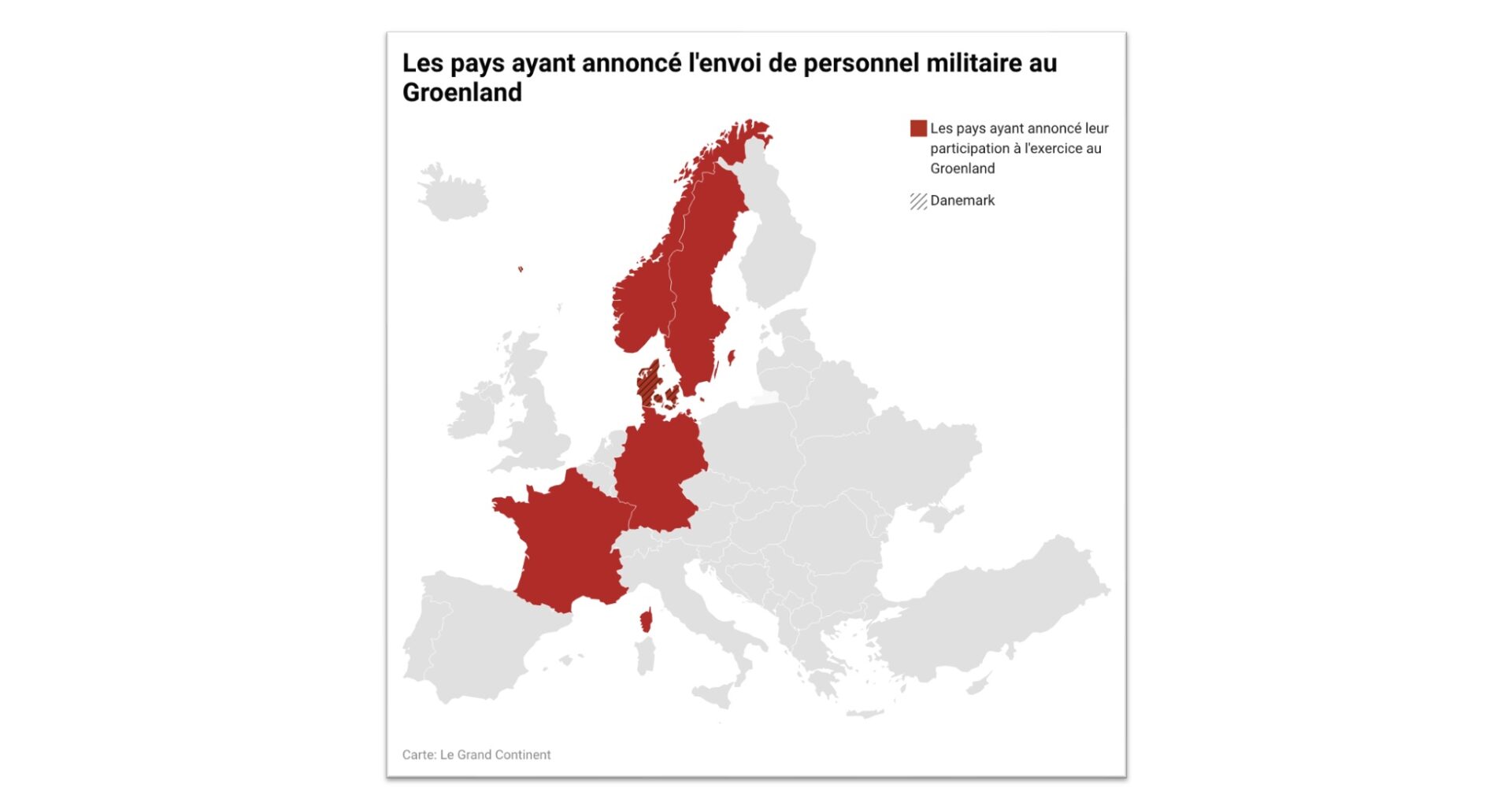 Face aux menaces de Trump à l'encontre du Groenland, la France, l'Allemagne, la Suède et la Norvège ont annoncé l'envoi de personnel militaire sur l'île