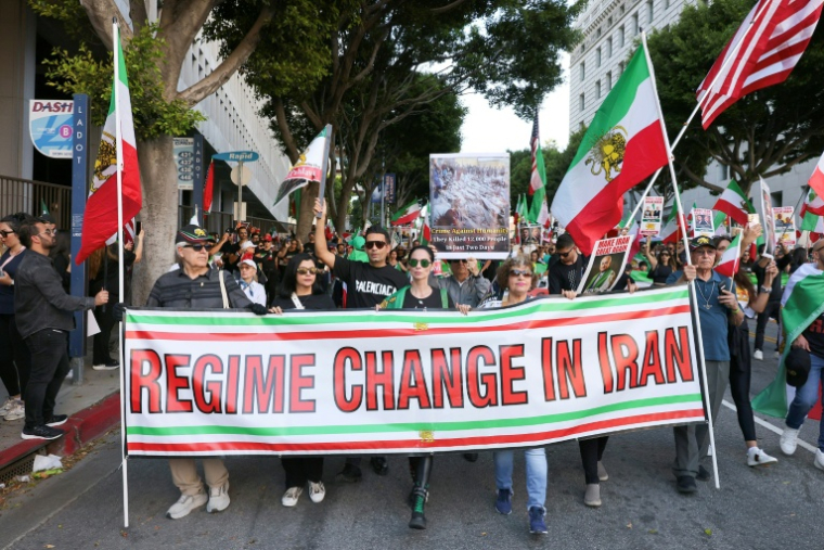 Manifestation contre le régime iranien, à Los Angeles aux Etats-Unis le 18 janvier 2026 ( AFP / Jonathan Alcorn )