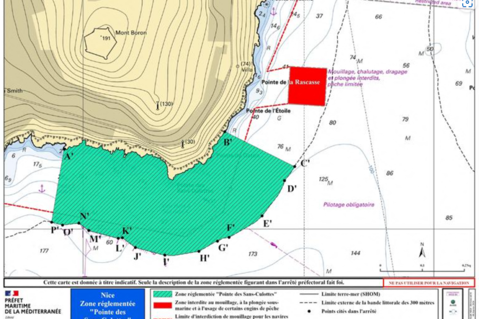 La deuxième zone de l'aire marine à l'est de Nice.