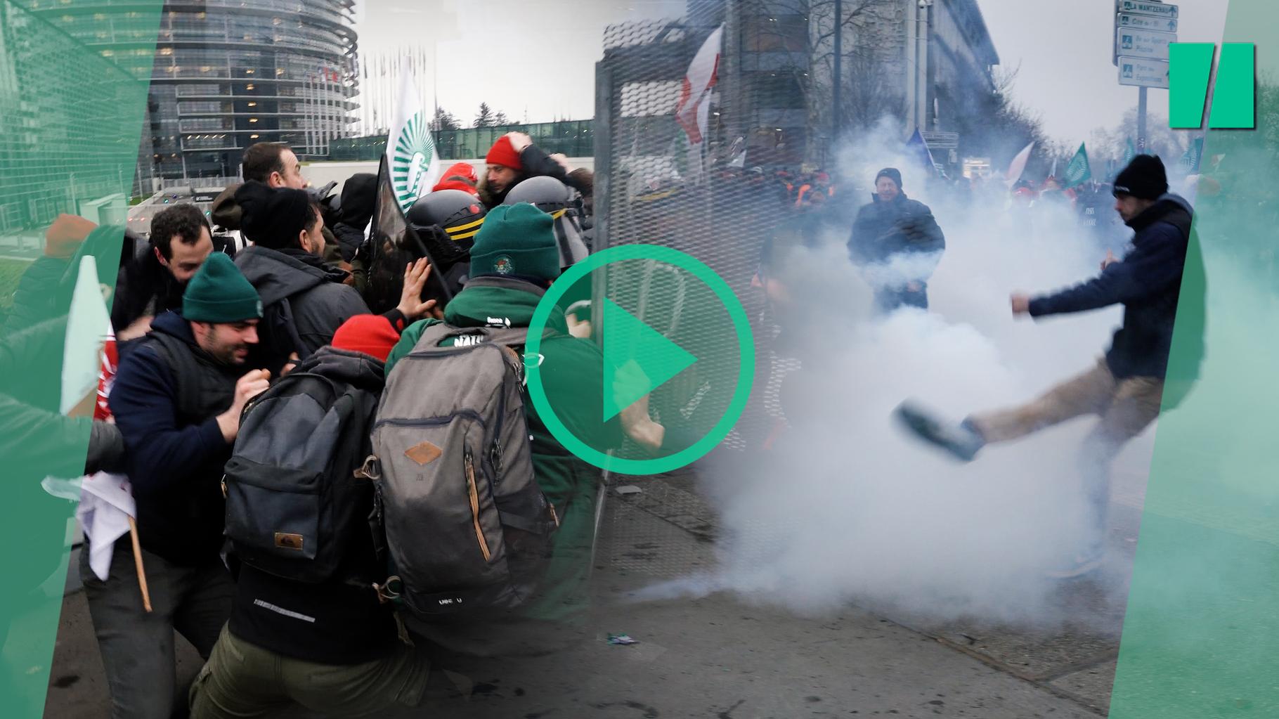 Devant le Parlement européen, des heurts entre agriculteurs en colère et forces de l’ordre