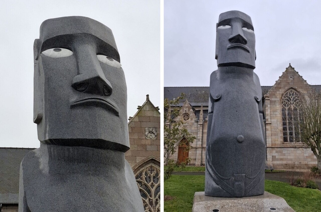 d’où vient cette statue géante installée à l’entrée de ce petit village des Côtes-d’Armor ?