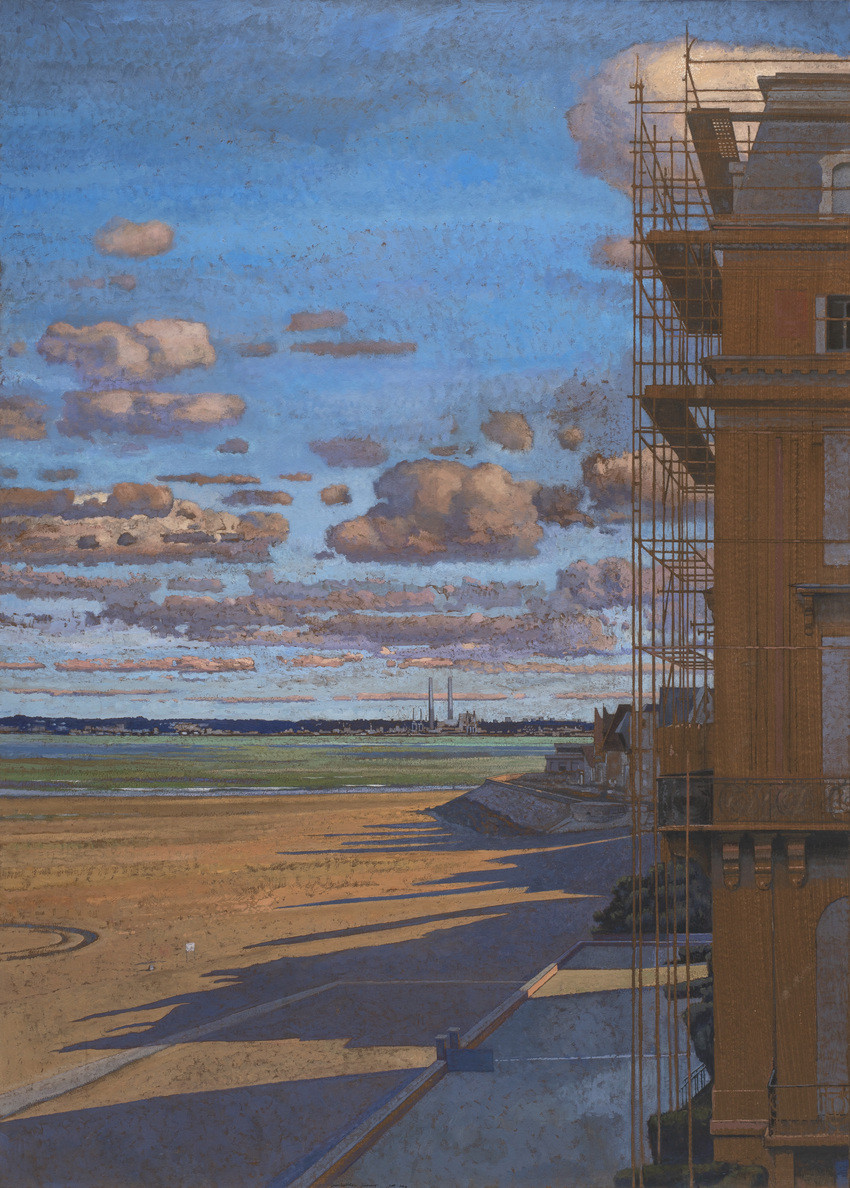 Jean-Baptiste Sécheret, <i>Les Échafaudages. Hommage à Léon Spilliaert</i>, 2007-2024, tech. m. sur papier marouflé sur toile, 161 x 132 cm ©B. Huet.