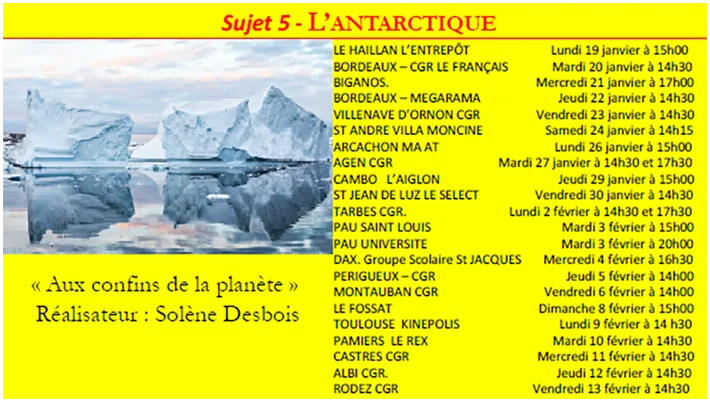 Connaissance du monde antartique date pogramme