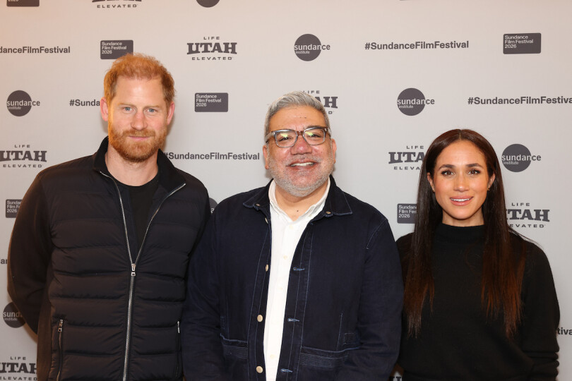 Le prince Harry et Meghan, la duchesse de Sussex avec Eugene Hernandez à la première de Cookie Queens d'Alysa Nahmias, au Sundance Film Festival, le 24 janvier 2026.