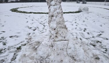 des étudiants se sont amusés à réaliser une sculpture de neige… en forme de pénis