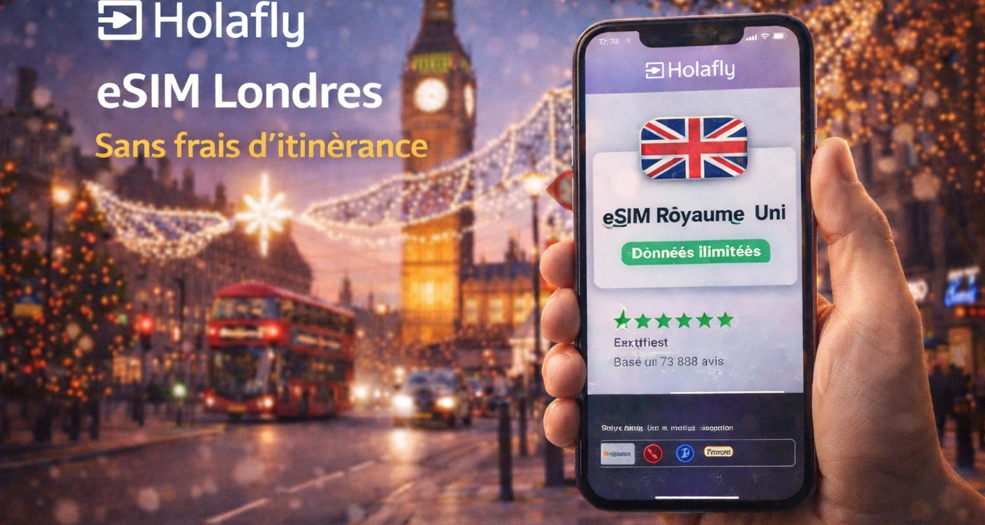 eSIM Royaume-Uni, Londres pendant les fêtes sans frais d’itinérance
