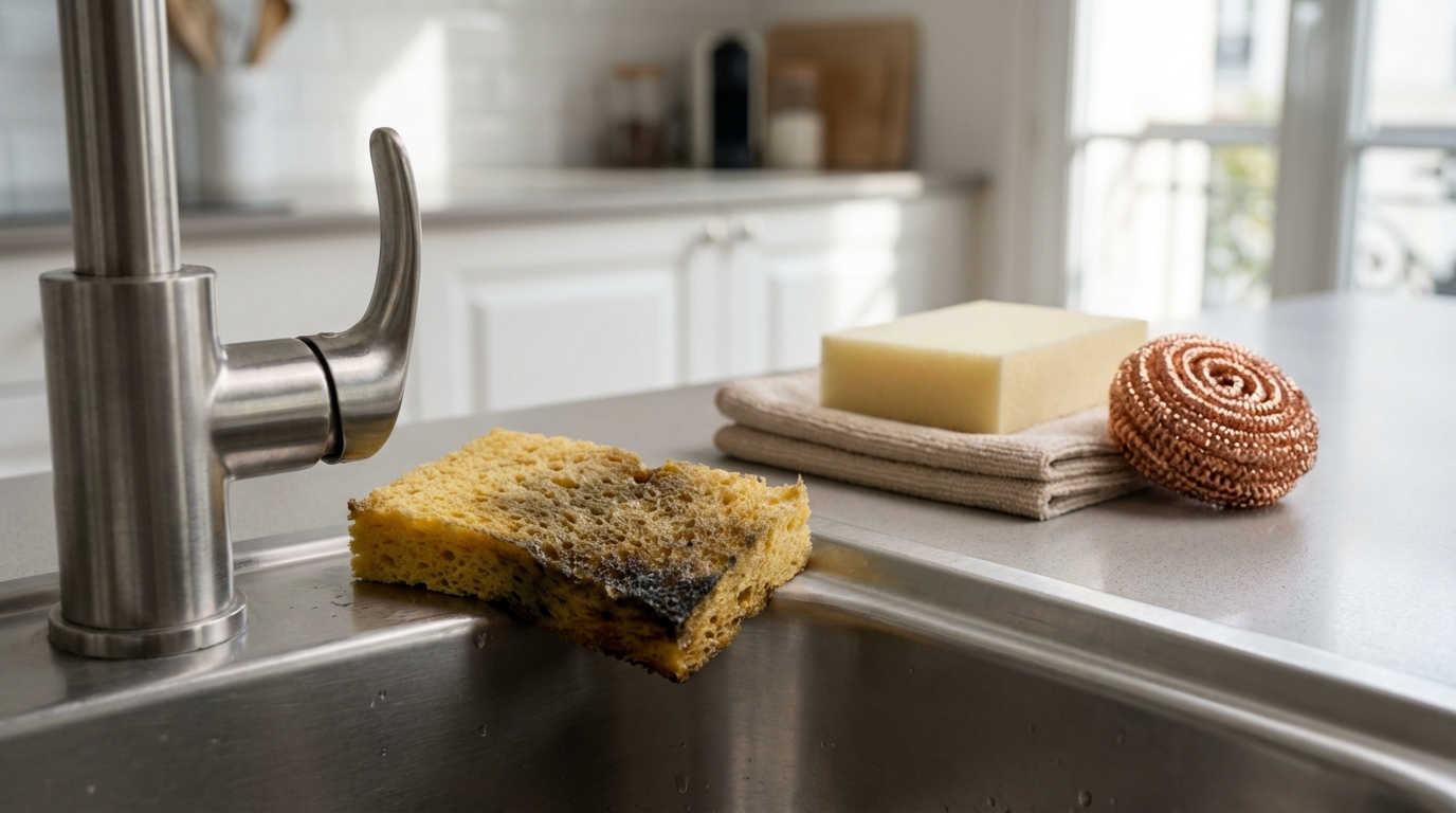 Éponge de cuisine qui pue : ce réflexe des 7 jours évite microbes et gastros, mais presque personne ne l’applique