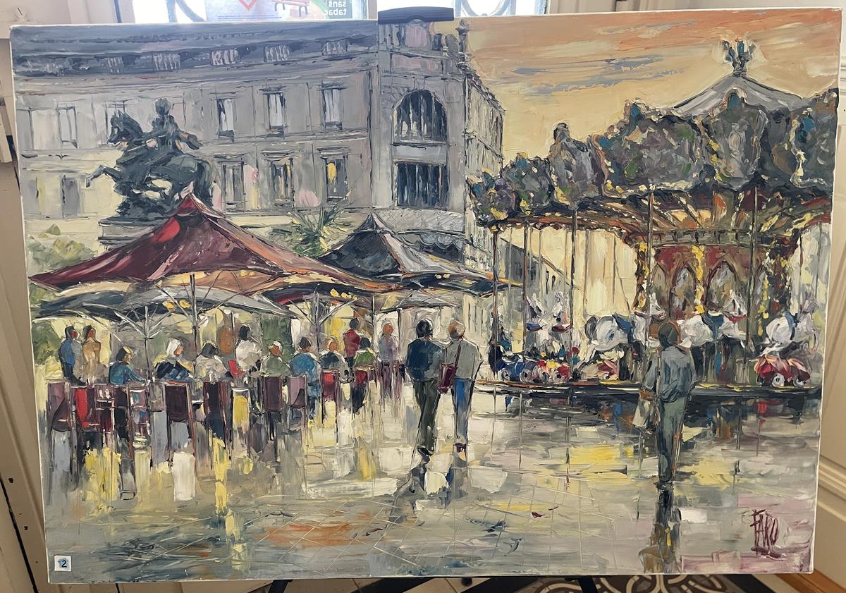 La place François-Ier avec son manège par Roger Fages.