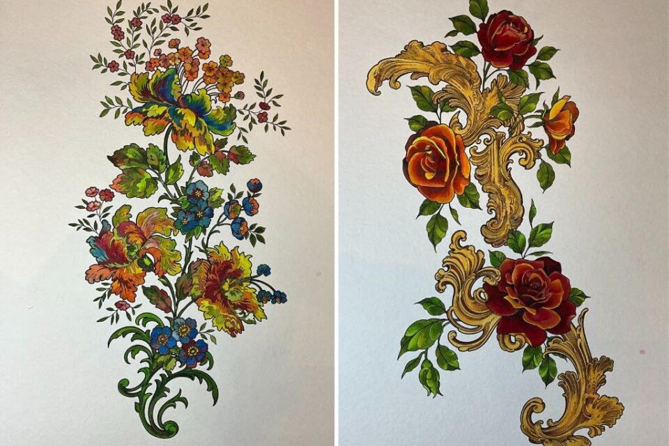 Deux peintures réalisées pour l'exposition.