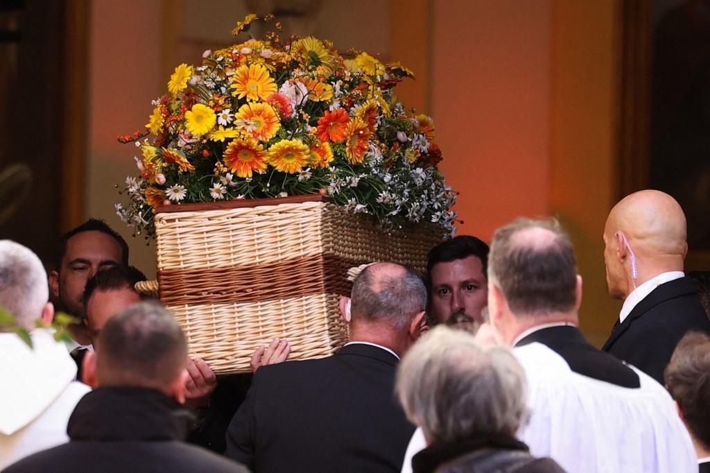 Le cercueil de Brigitte Bardot. [AFP - VALERY HACHE]