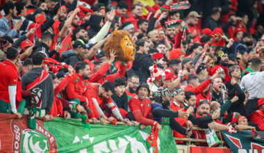 des upporters marocains lors de la demi-finale de la Coupe d’Afrique des Nations entre le Nigeria et le Maroc, au stade Prince Moulay Abdellah, le 14 janvier 2026 à Rabat, au Maroc.