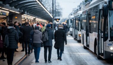 Bus arrêtés et métro bondé à Paris sous la neige