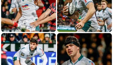 De g. &agrave; d. : Th&eacute;o Attissogbe, Fabien Brau-Boirie, Thibault Daubagna et Hugo Auradou vont faire d&eacute;faut &agrave; la Section Paloise ce week-end.