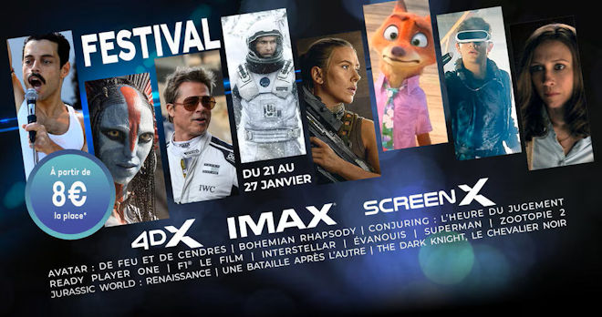 Bon Plan Cinéma : Festival des Technologies (4DX, IMAX & SCREEN X) à Kinepolis Lomme du 21 au 27 janvier 2026