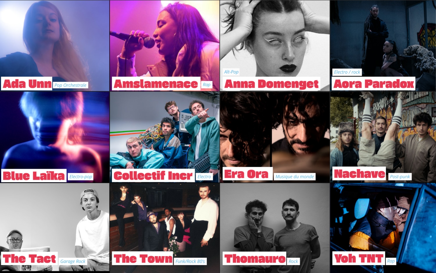 Le douze groupes retenus au titre de la sélection 2026 de la Cuvée grenobloise. © Retour de scène