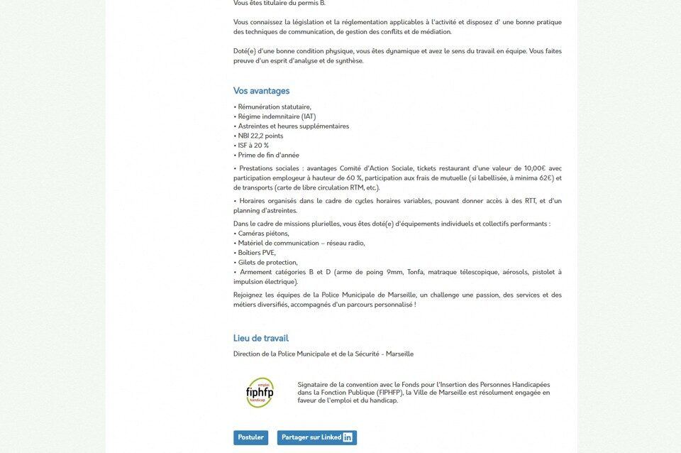 Offre police municipale Marseille