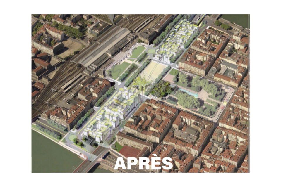 L'esquisse du projet de l'architecte xxx repris par Aulas et Sarselli pour leur campagne.