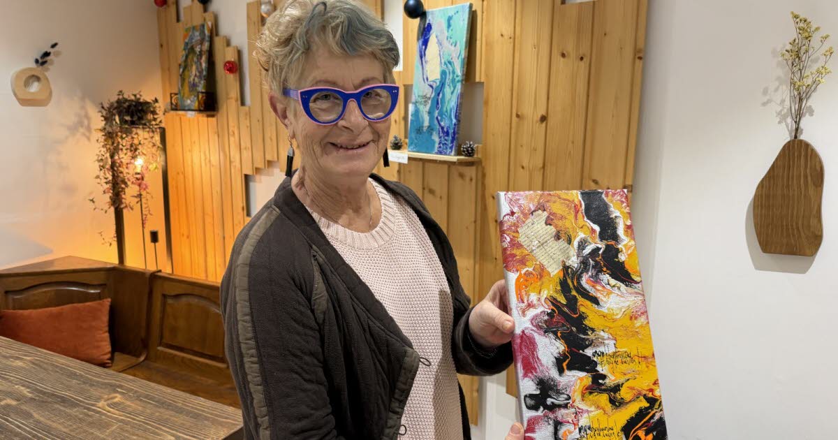 Yssingeaux. Elle peint ses tableaux presque sans pinceaux : « Le fluid'art, c'est magique »