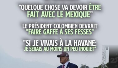 Trump réalisant un discours guerrier devant l