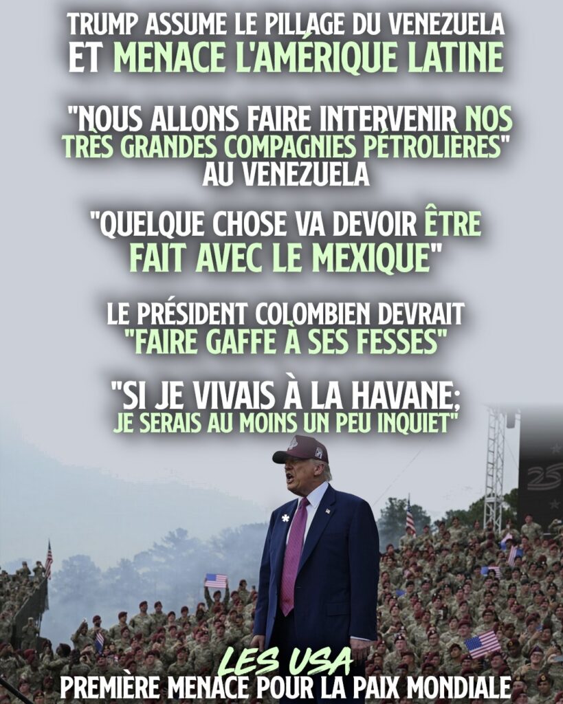 Trump réalisant un discours guerrier devant l'armée américaine.