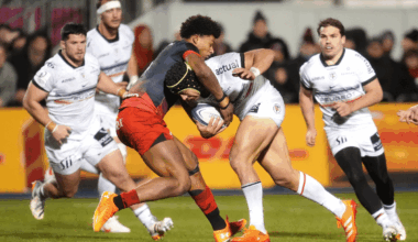 Stade Toulousain's Santiago Chocobares is tackled during the Investec Champions Cup match at StoneX Stadium, London