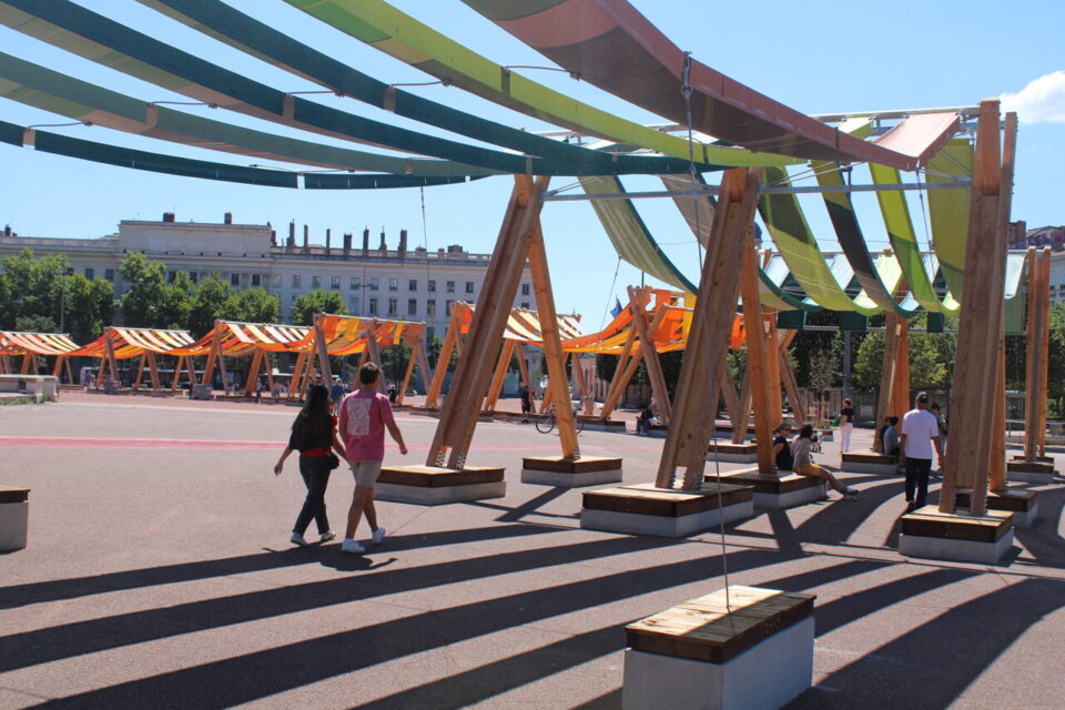 Tous les éléments de Tissage urbain ont été mis en place à Bellecour.