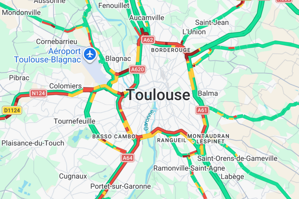 L'état du trafic autour de Toulouse ce mardi 27 janvier 2026.