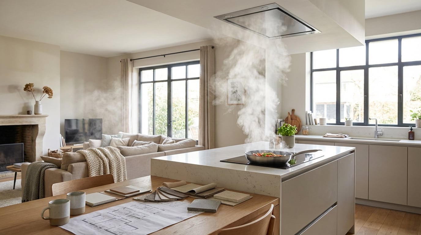 sans cette installation, la cuisine ouverte empeste tout le salon