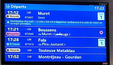 Un exemple des retards et suppressions signalés at tableau d'affichage