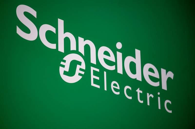 FILE PHOTO - The Schneider Electric logo at the IFA electronics trade show. (is associated with: «Schneider Electric, Foxconn to develop AI data centre infrastructure») Fabian Sommer/dpa