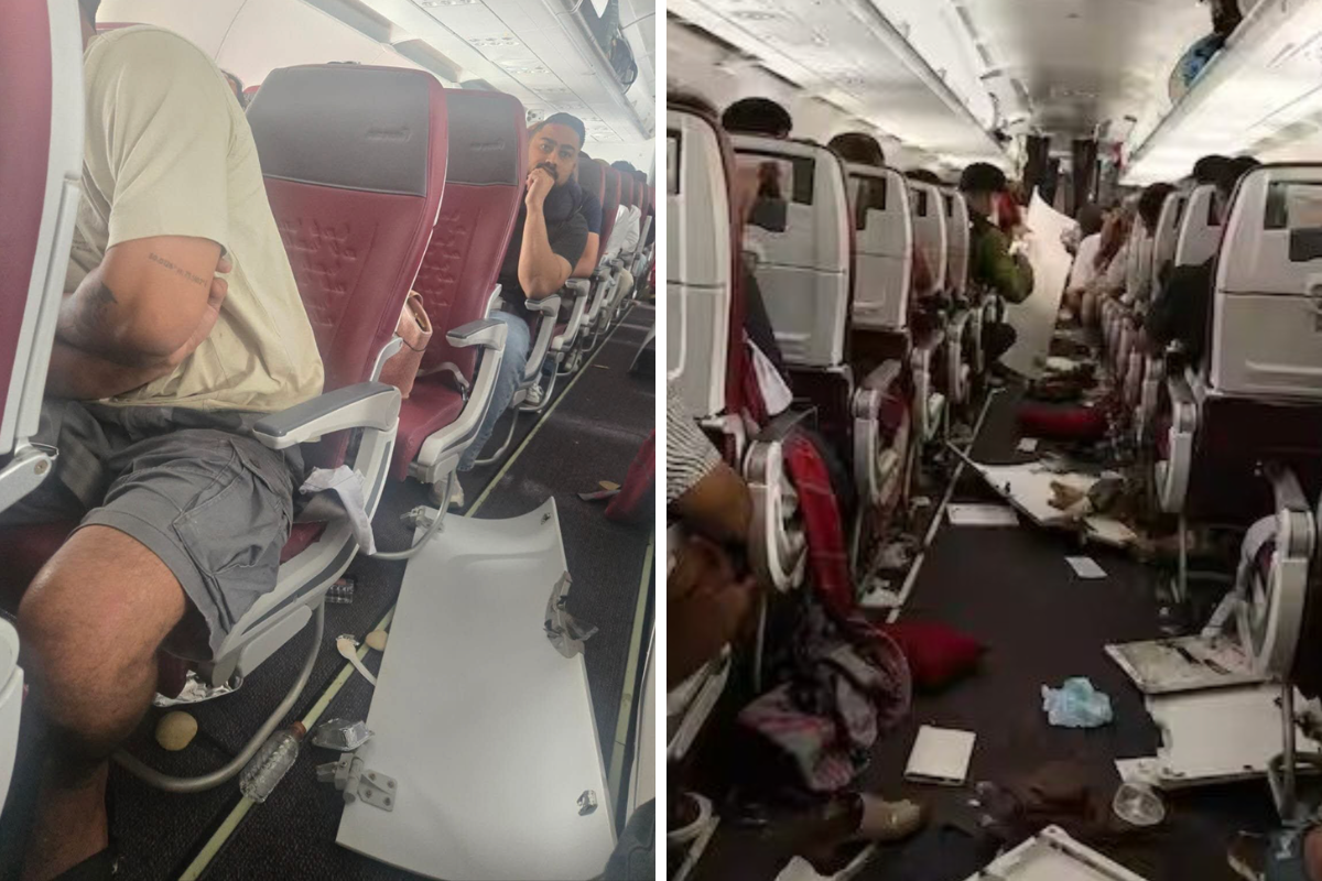 images from inside an air india airbus a320 that dropped 300 feet