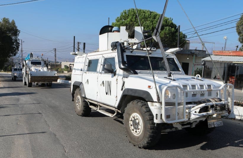 UNIFIL vehicles drive in southern Lebanon, October 11, 2024; illustrative.