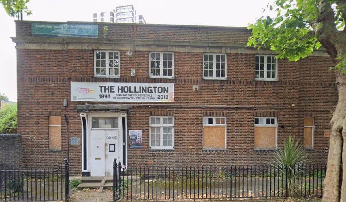 A Google Street View screenshot of the former youth club, Hollington Youth Club on Comber Grove in Camberwell