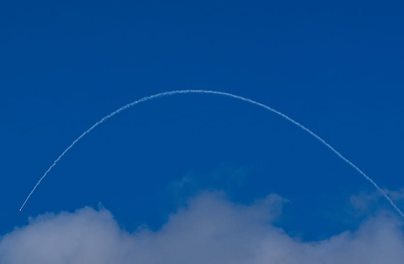 Israeli air defense systems intercept rockets in the skies over the Galilee during Operation “Roar of the Lion.” March 16, 2026.
