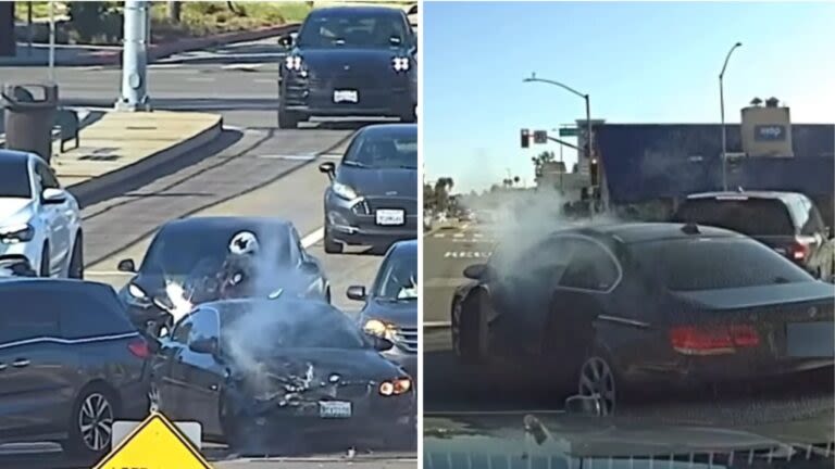Watch a BMW Driver Suspected of DUI Swerve Dangerously Through Glendale Traffic Before Crashing Into a Van